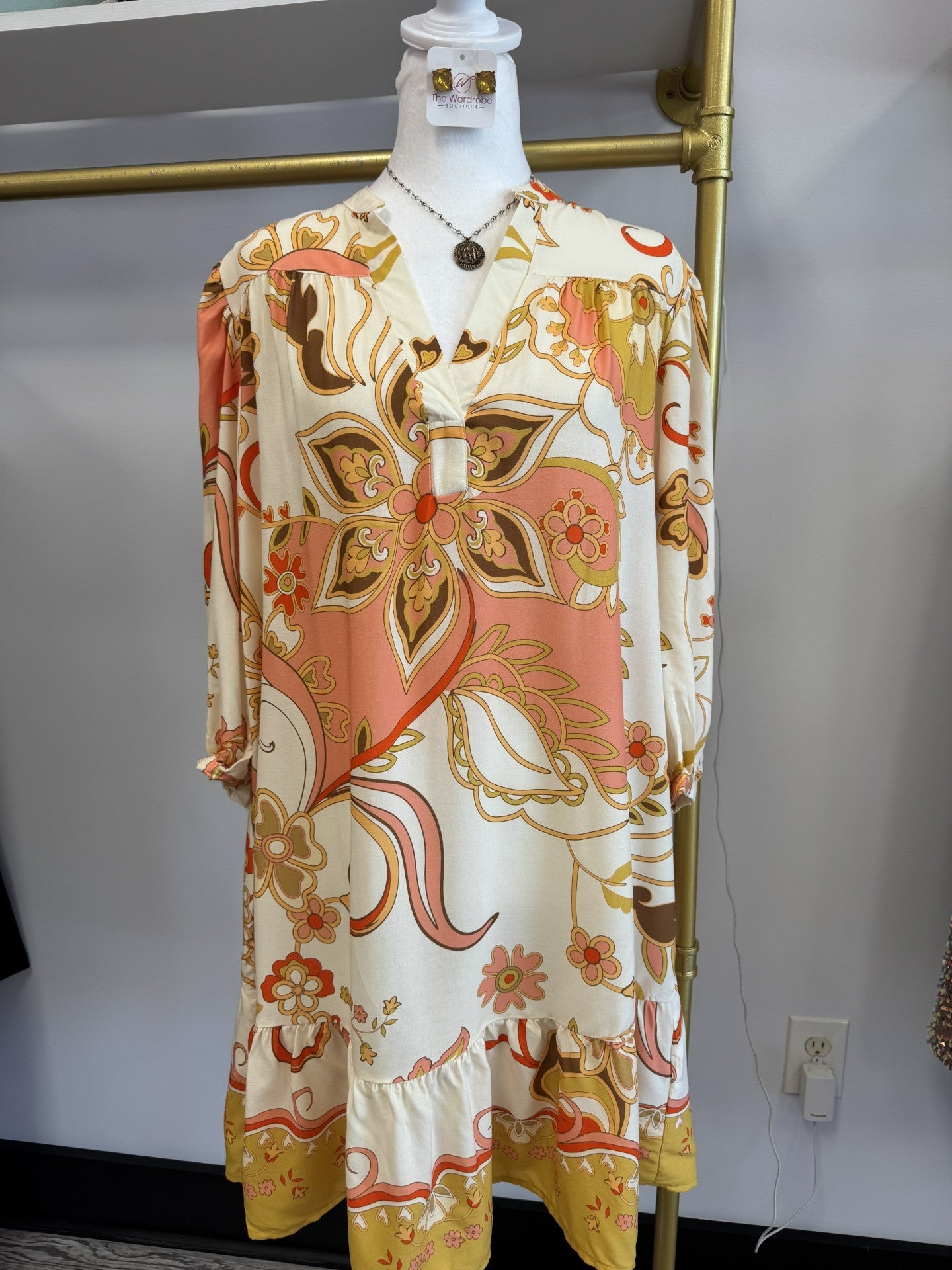 brown and coral dress Cream/Brown Coral Current Sena Dress | Women's Dresses